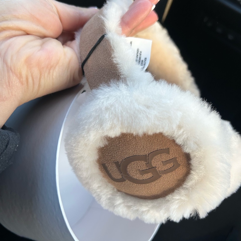 UGG Tan and Cream Fur Earmuffs